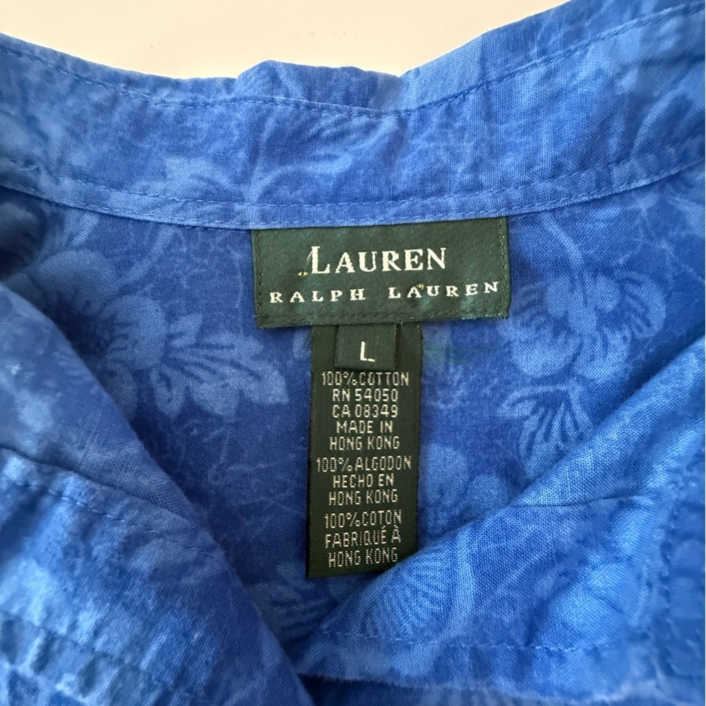 Ralph Lauren Indigo Floral Button Up Shirt Size Large - Picture 3 of 6